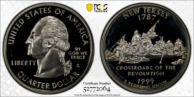 1999-S 25C New Jersey Silver PR68DCAM