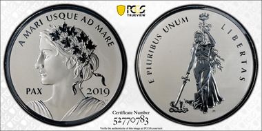 2019 Medal Peace And Liberty 10oz Ag Reverse PR PR70