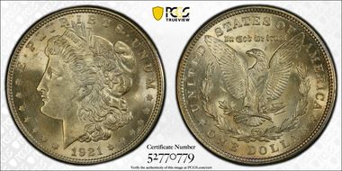 1921 $1 Morgan MS63
