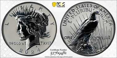 2024-S $1 Peace Dollar Rev PR Two-Coin Reverse Proof Set First Strike PR70