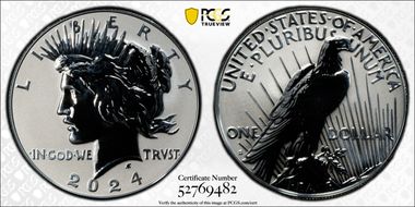 2024-S $1 Peace Dollar Rev PR Two-Coin Reverse Proof Set First Strike PR70