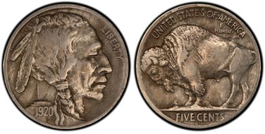 1920-D 5C 2 Feathers, FS-401 XF40