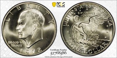 1972-S $1 Silver MS68