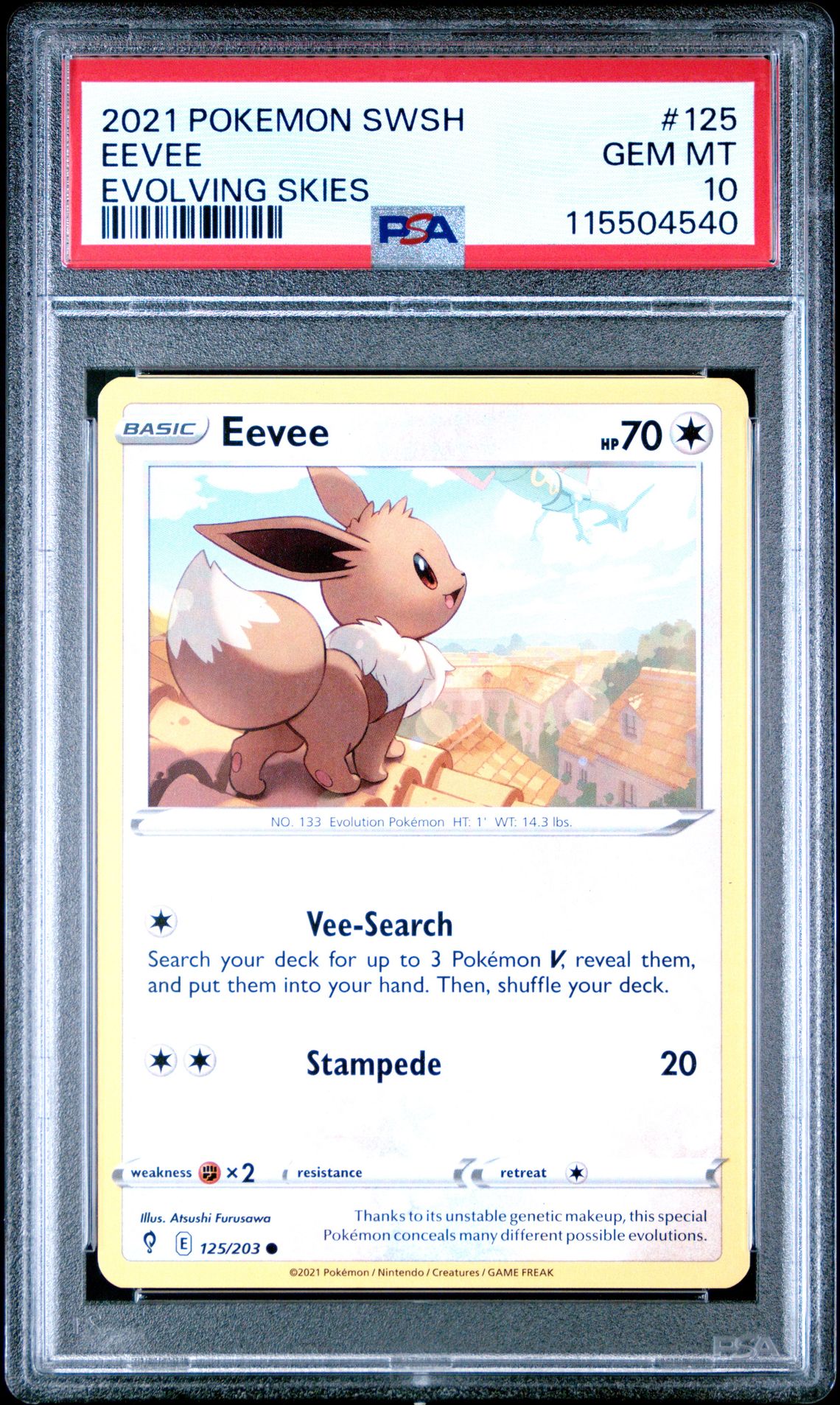 2021 Pokemon Sword & Shield Evolving Skies #125 Eevee (PSA 10)