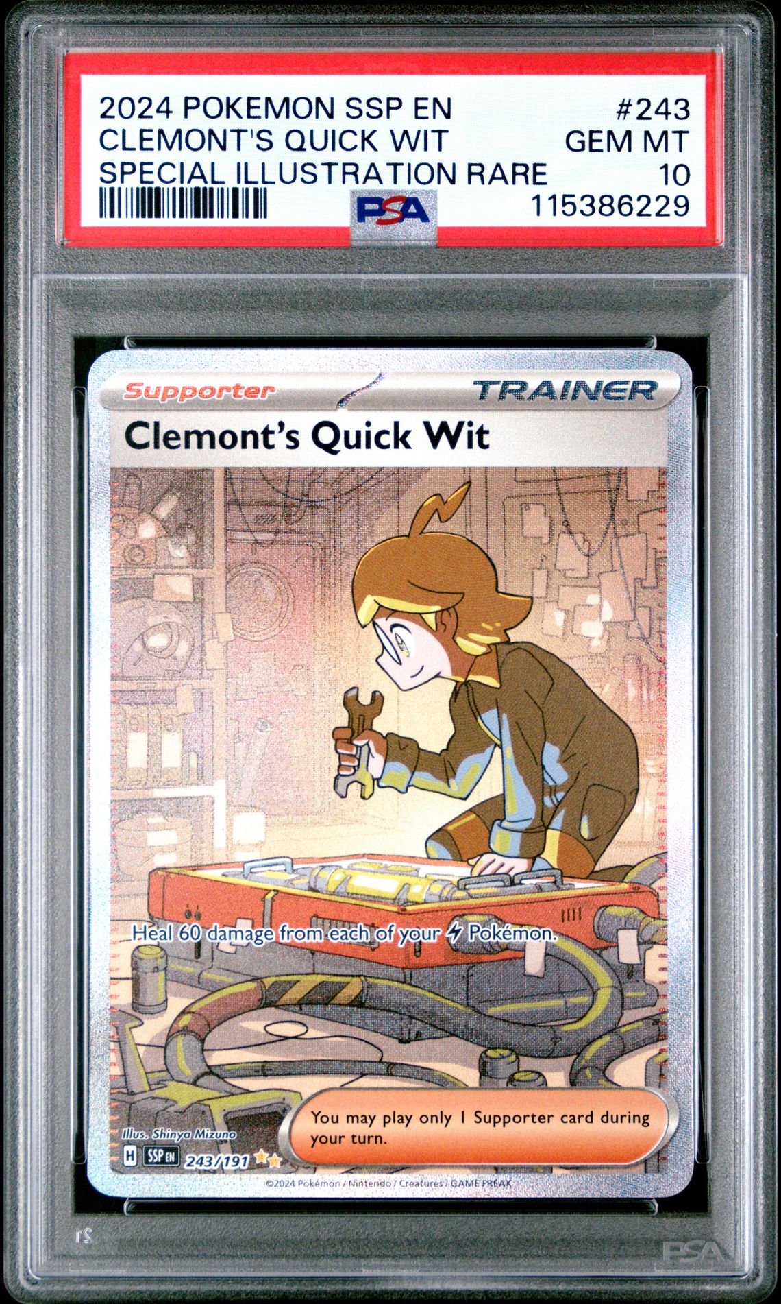 2024 Pokemon POKEMON SSP EN-SURGING SPARKS SPECIAL ILLUSTRATION RARE #243 Clemont's Quick Wit front