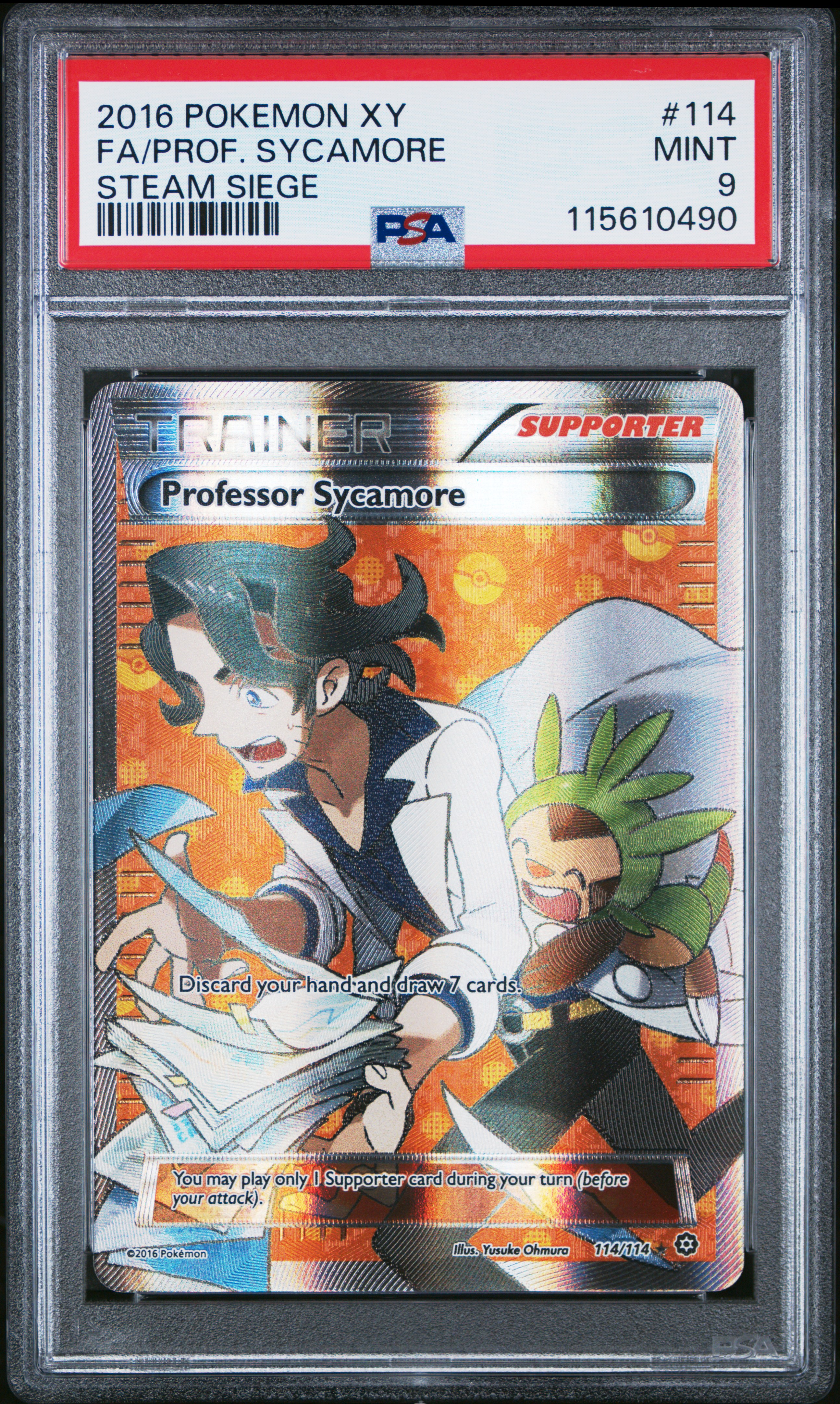 2016 #114 Full Art/Professor Sycamore PSA 9 XY Steam Siege