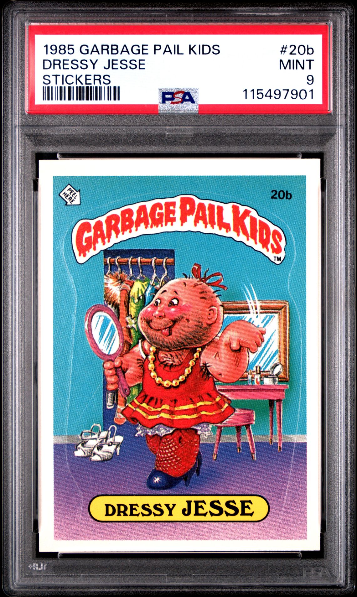 1985 Topps GARBAGE PAIL KIDS STICKERS GLOSSY #20B Dressy Jesse front