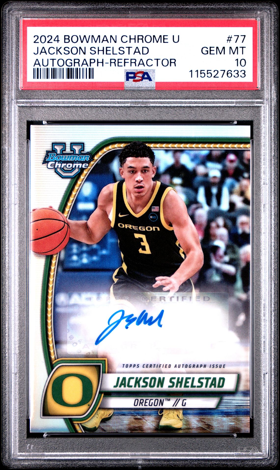 2024 Bowman Chrome BOWMAN CHROME UNIVERSITY AUTOGRAPH-REFRACTOR #77 Jackson Shelstad front