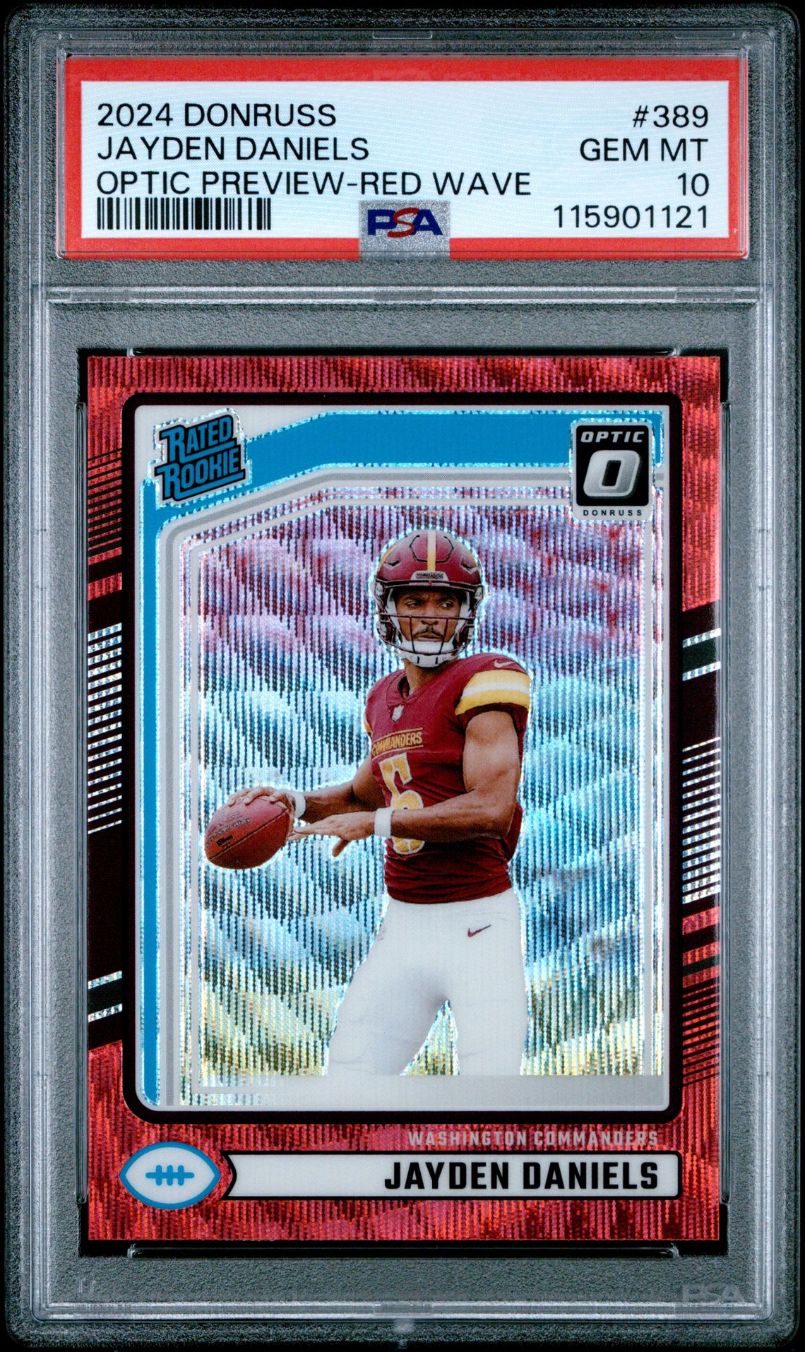 2024 Panini PANINI DONRUSS OPTIC PREVIEW-RED WAVE #389 Jayden Daniels front