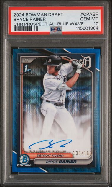 2024 Bowman Bowman Chrome CHR PROS AU-BLUE WAVE #CPA-BR Bryce Rainer front