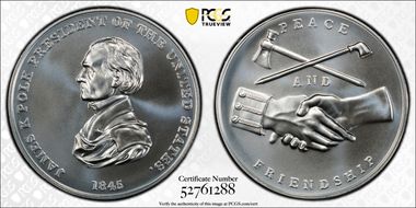 (2022) Medal James K. Polk "1845" Silver Matte Finish MS70