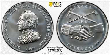 (2022) Medal Zachary Taylor "1849" Silver Matte Finish MS70