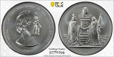 (2023-S) Medal Andrew Johnson "1865" Silver Matte Finish MS70