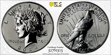 2024-S $1 Peace Dollar Rev PR Two-Coin Reverse Proof Set PR69
