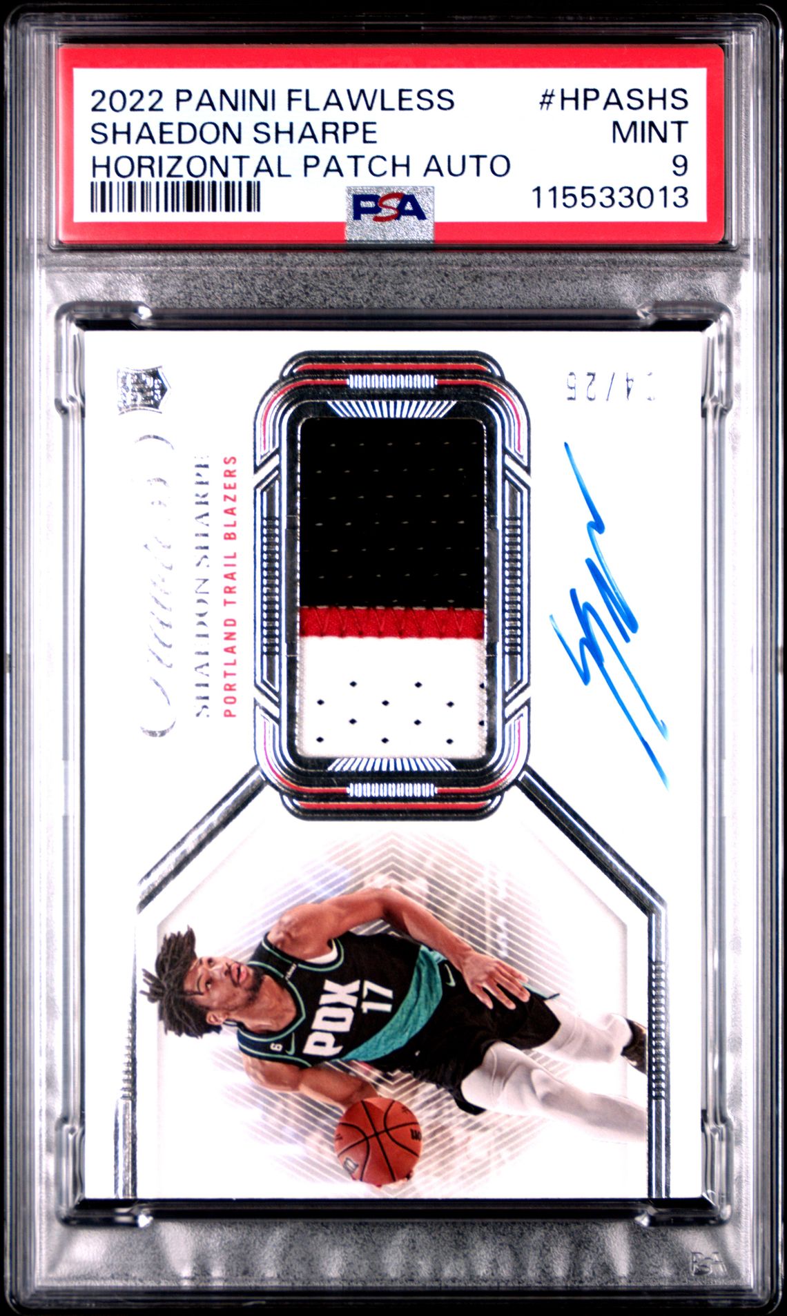 2022 Panini Panini Flawless Horizontal Patch Autographs #HPASHS Shaedon Sharpe front
