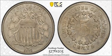 1866 5C AU58