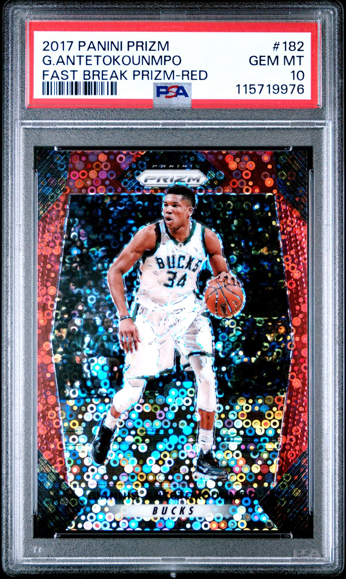 2017 Panini PANINI PRIZM FAST BREAK PRIZM-RED #182 G.Antetokounmpo front