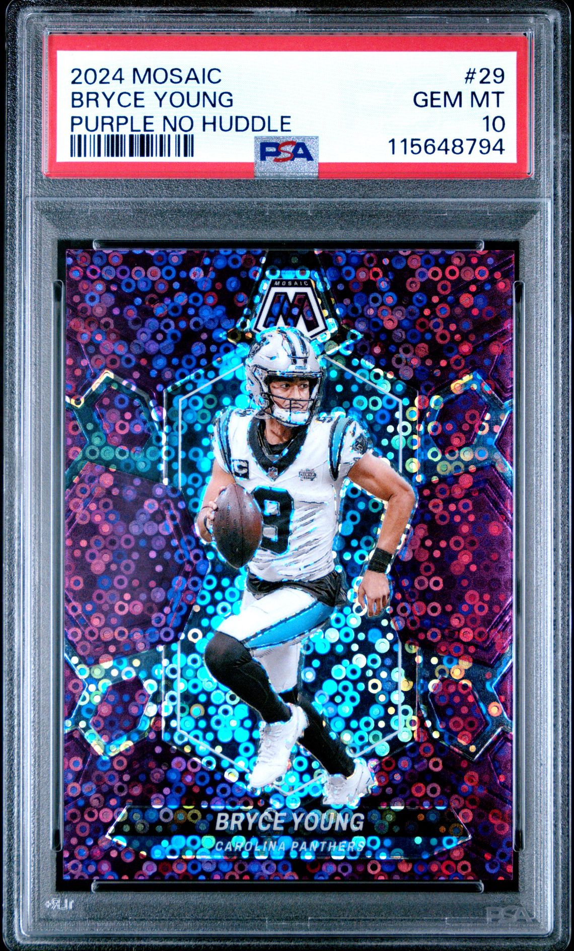2024 Panini Mosaic Bryce Young #29 (Purple No Huddle) Gem Mt 10 front