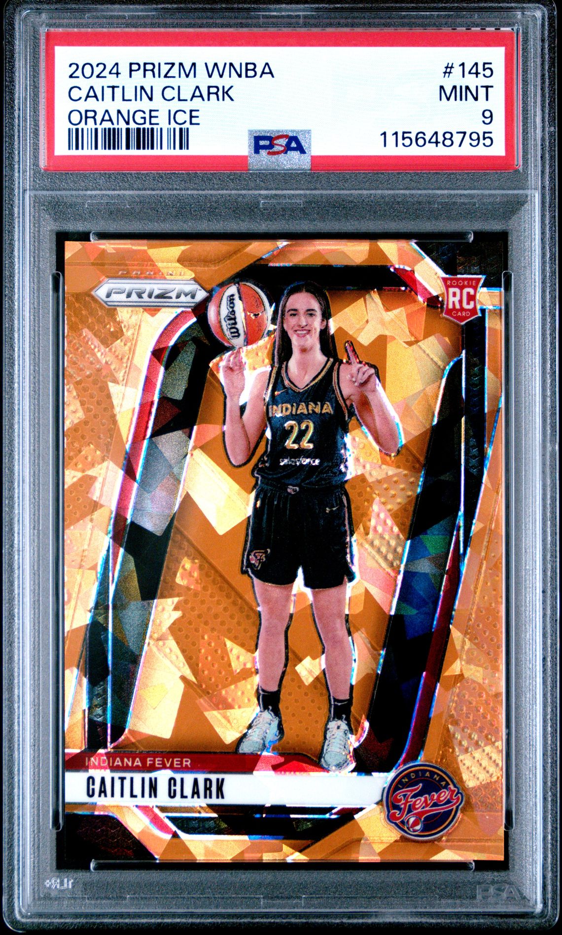 2024 Panini Prizm Wnba Caitlin Clark #145 (Orange Ice) Mint 9 front