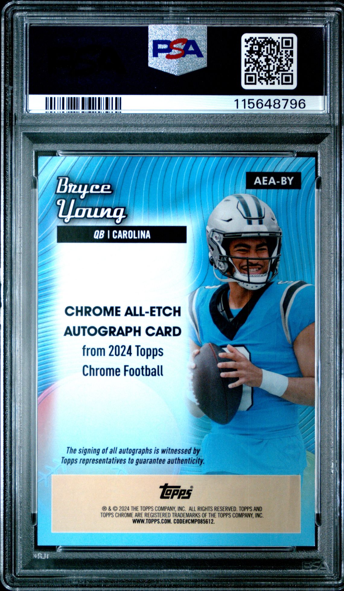 2024 Topps Chrome Chrome All-Etch Autographs Bryce Young #Aeaby (All-Etch Auto-Aqua Ref) Mint 9 back