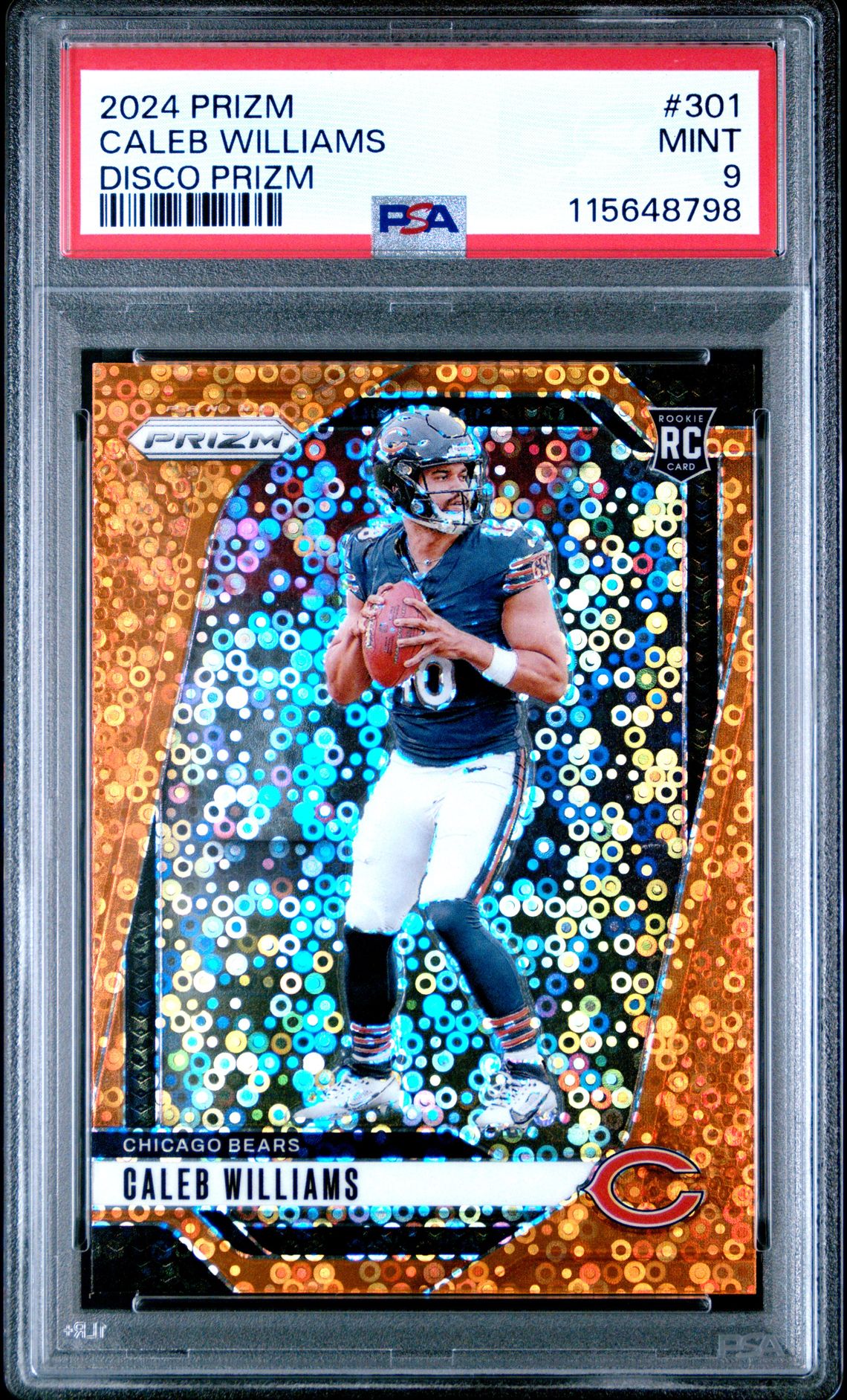 2024 Panini Prizm Caleb Williams #301 (Disco Prizm) Mint 9 front