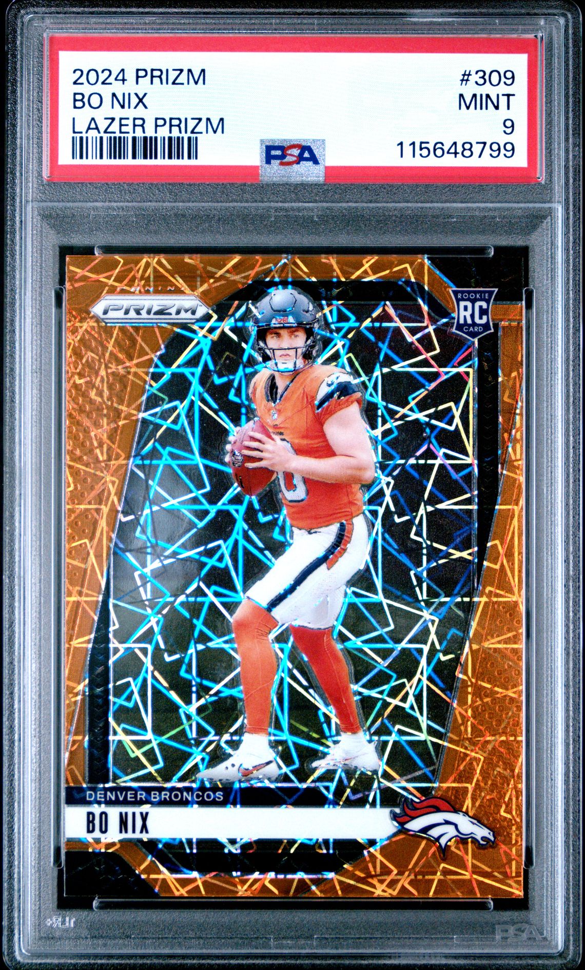 2024 Panini Prizm Bo Nix #309 (Lazer Prizm) Mint 9 front