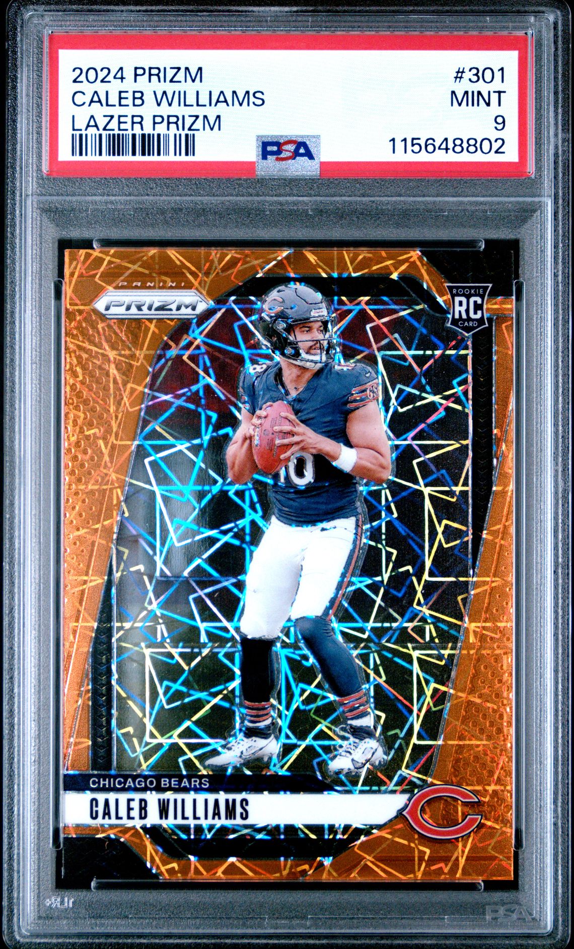2024 Panini Prizm Caleb Williams #301 (Lazer Prizm) Mint 9 front