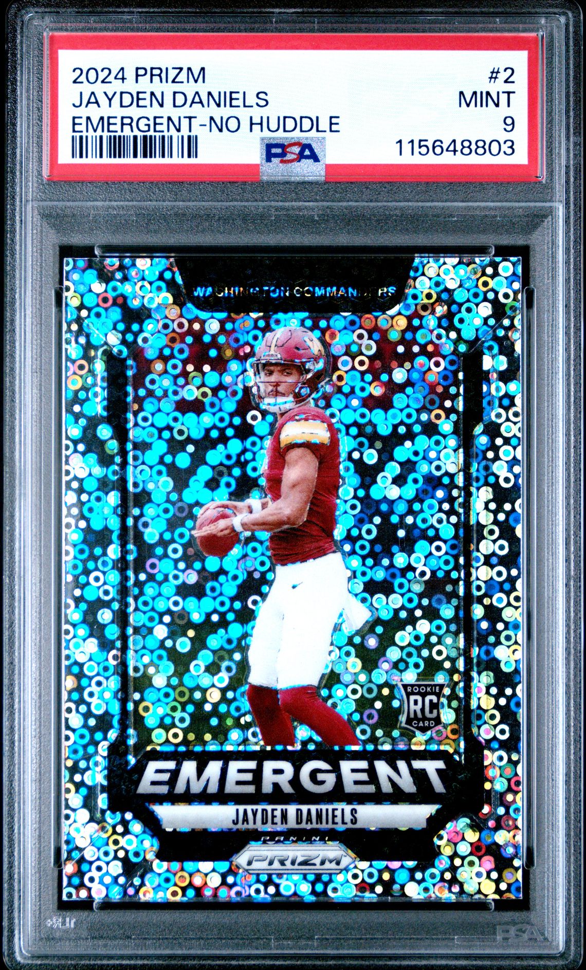 2024 Panini Prizm Emergent Jayden Daniels #2 (Emergent-No Huddle) Mint 9 front