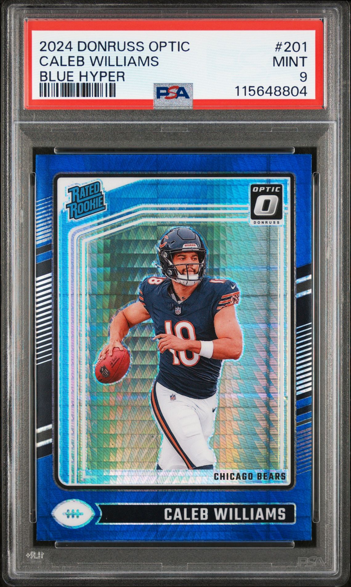 2024 Panini Donruss Optic Caleb Williams #201 (Blue Hyper) Mint 9 front