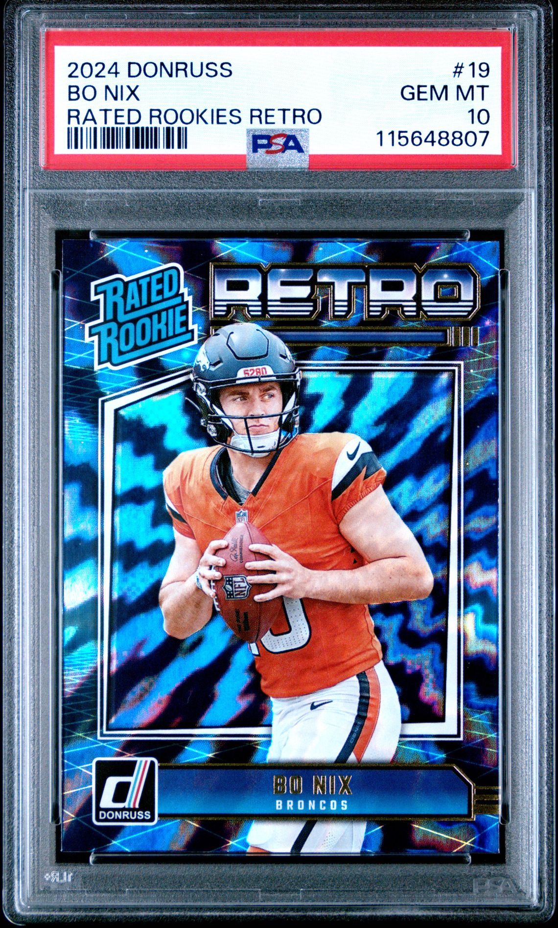 2024 Panini Donruss Rated Rookies Retro Bo Nix #19 Gem Mt 10 front