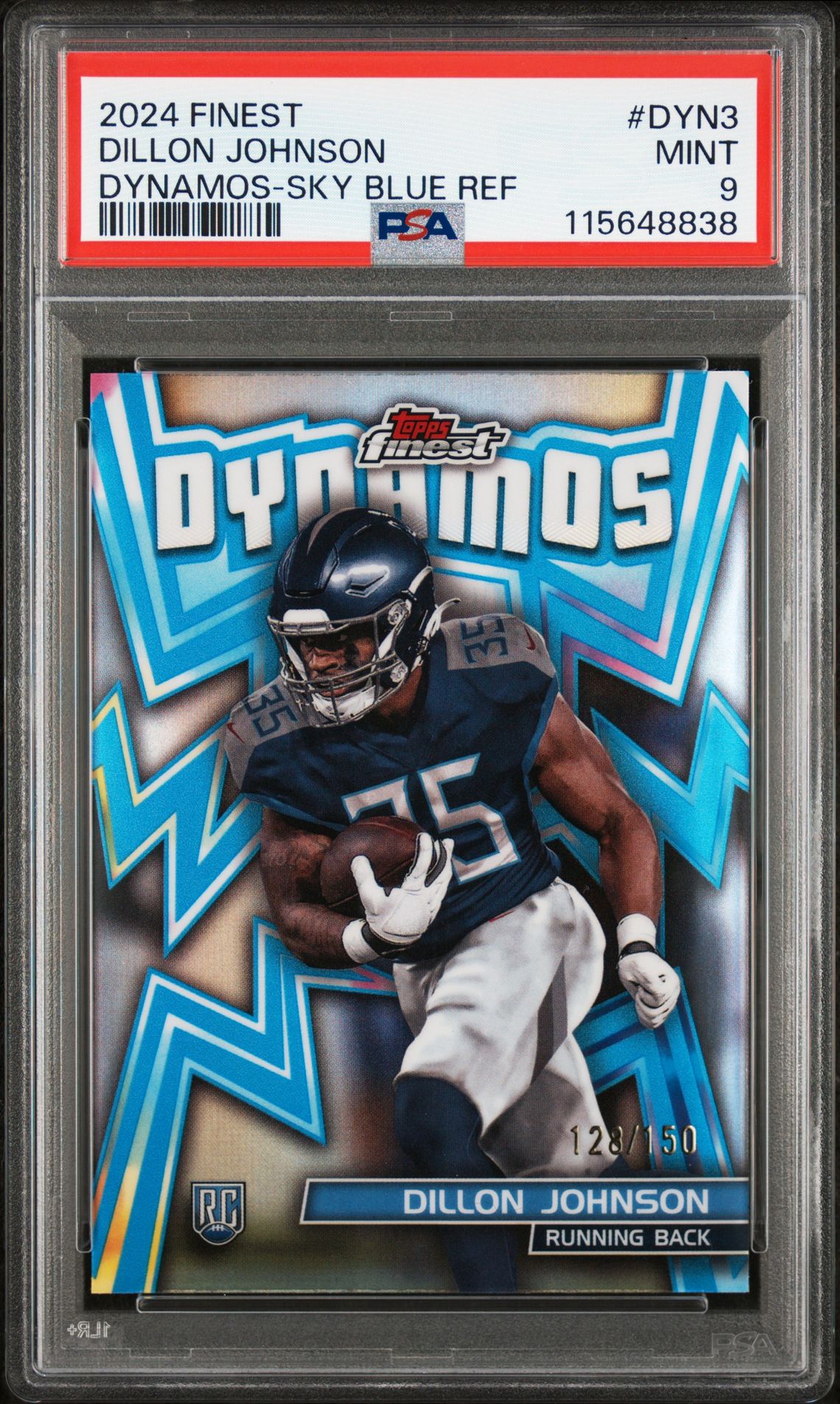 2024 Topps Finest Dynamos Dillon Johnson #Dyn3 (Dynamos-Sky Blue Ref) Mint 9 front