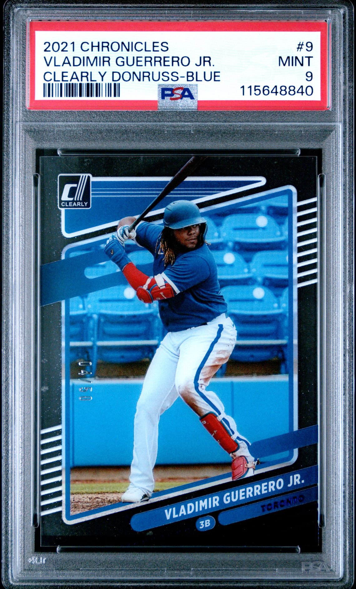 2021 Panini Chronicles Clearly Donruss Vladimir Guerrero Jr. #9 (Clearly Donruss-Blue) Mint 9 front
