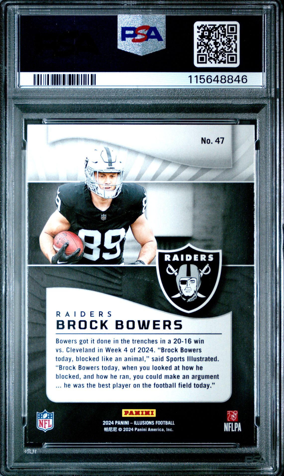 2024 Panini Illusions Brock Bowers #47 (Trophy Collection Orange) Mint 9 back