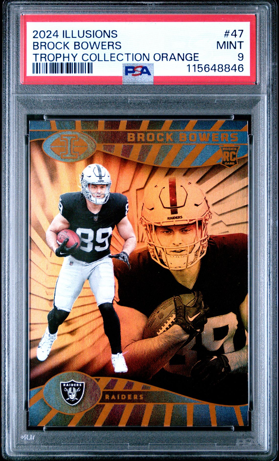 2024 Panini Illusions Brock Bowers #47 (Trophy Collection Orange) Mint 9 front