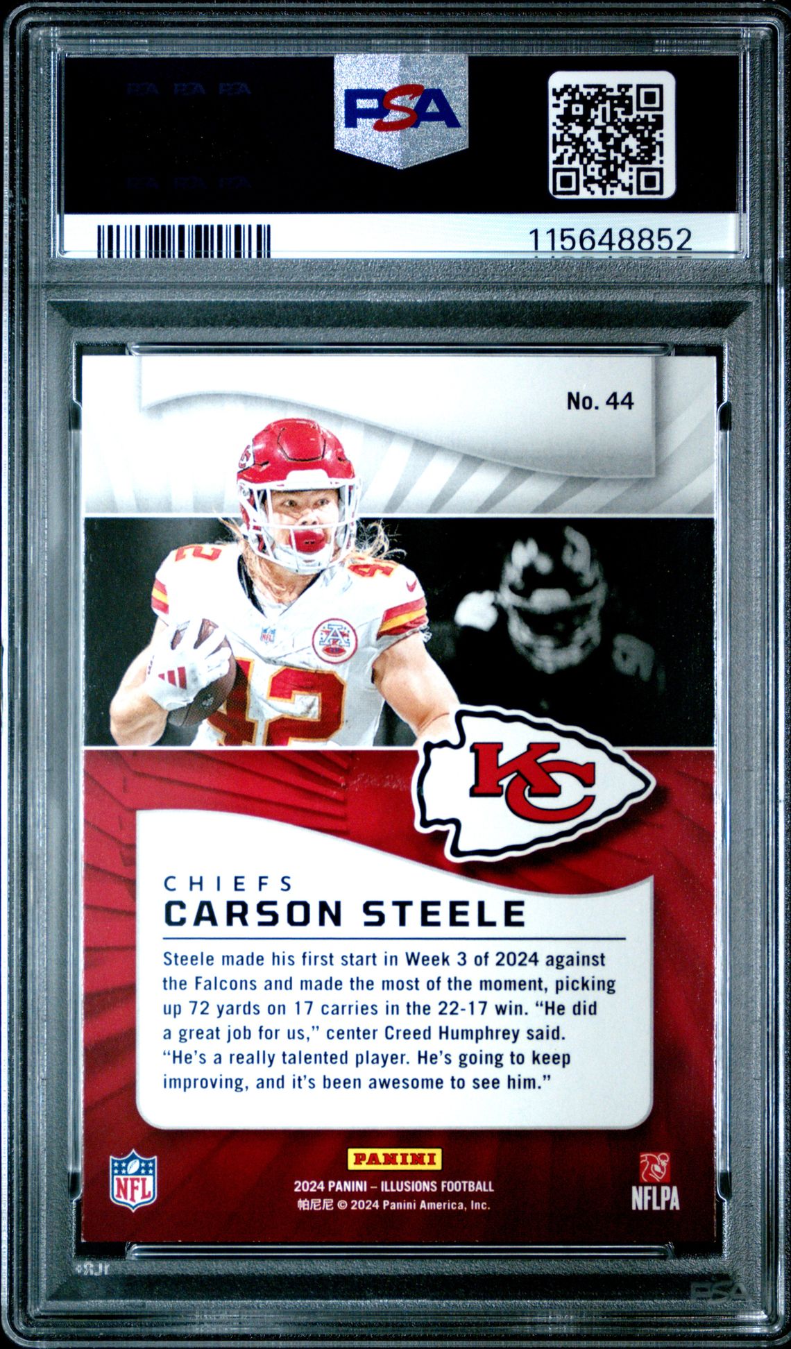 2024 Panini Illusions Carson Steele #44 (Trophy Collection Orange) Mint 9 back