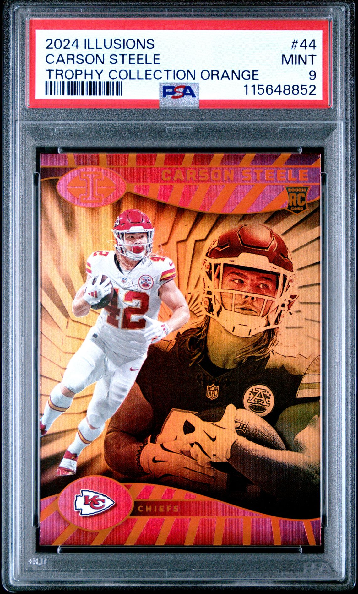 2024 Panini Illusions Carson Steele #44 (Trophy Collection Orange) Mint 9 front