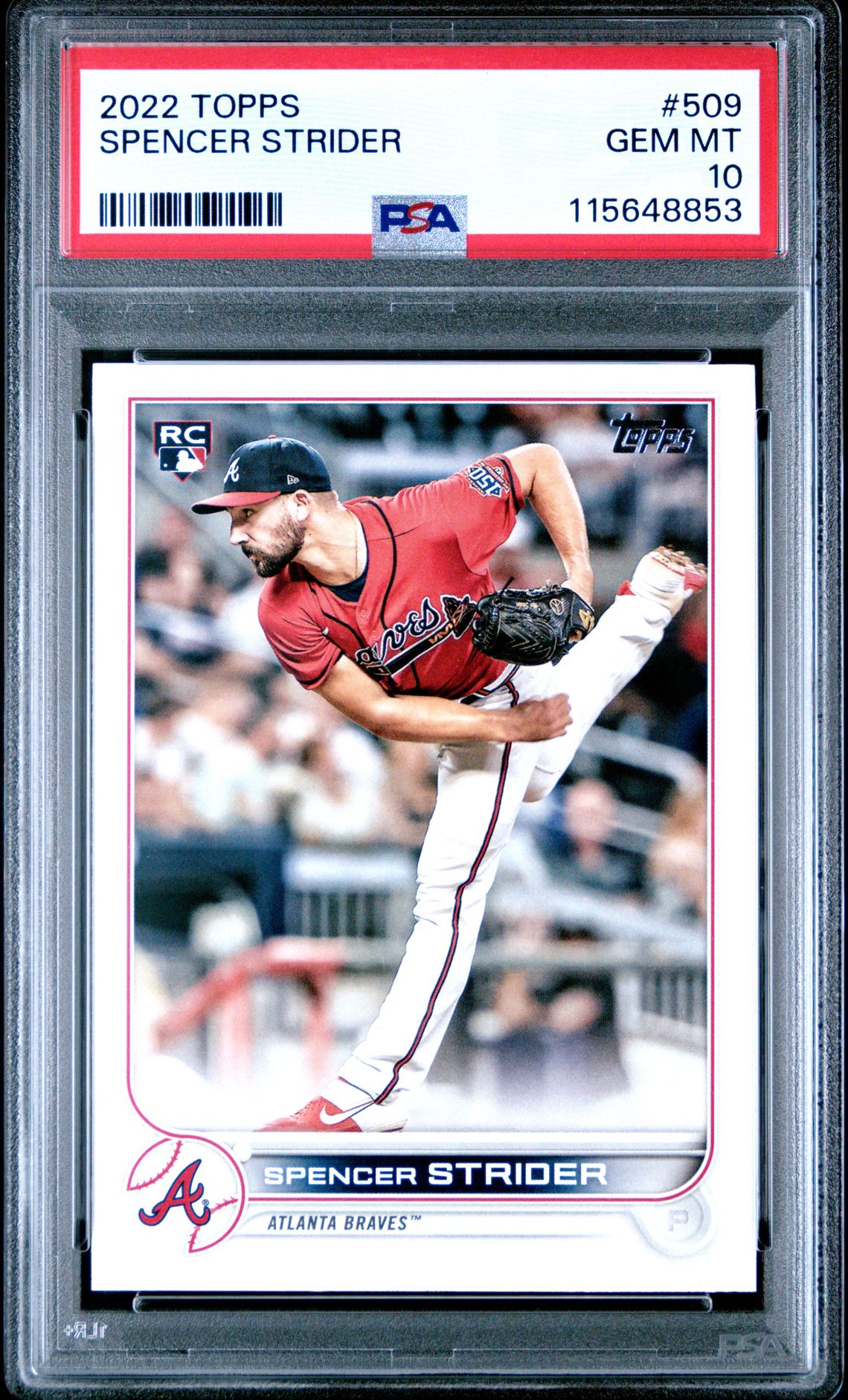 2022 Topps Spencer Strider #509 Gem Mt 10 front