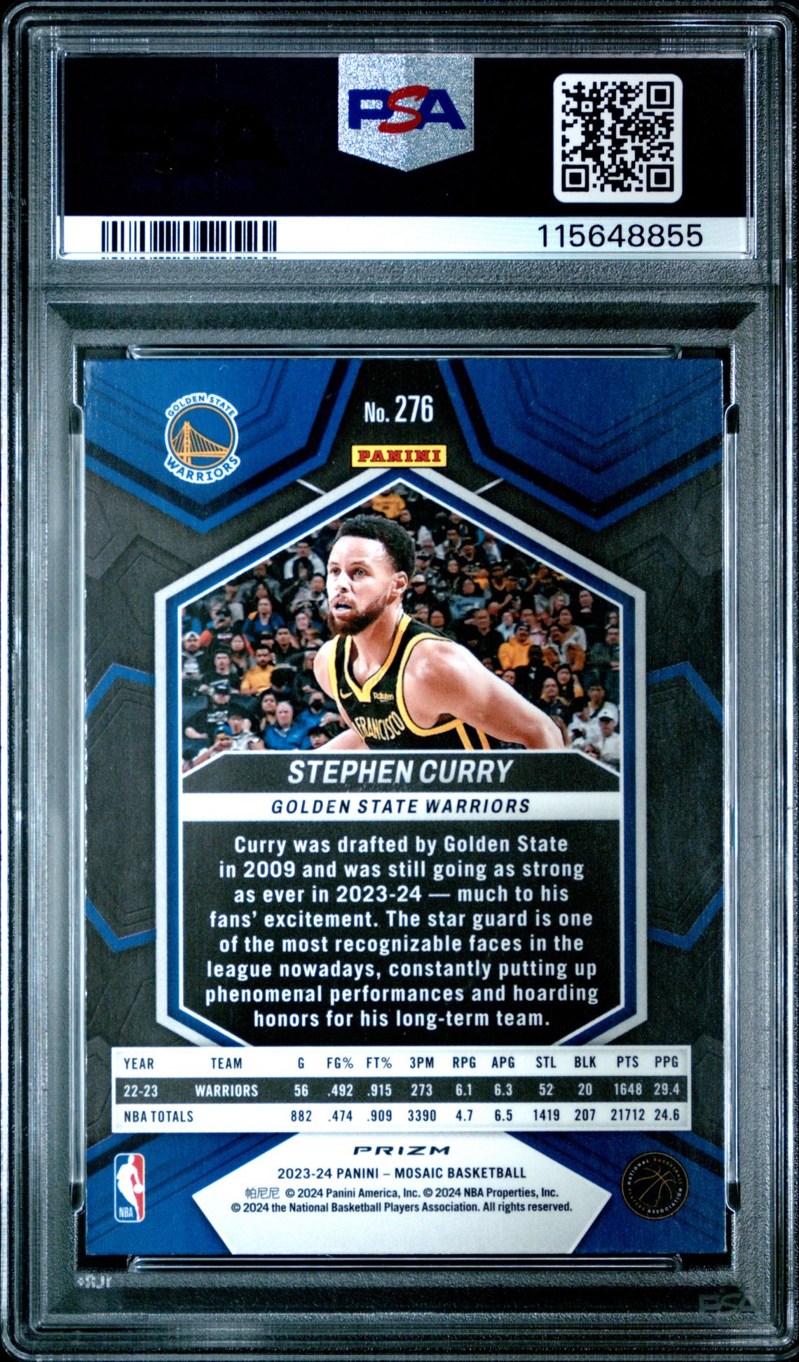 2023 Panini Mosaic Stephen Curry #276 (Green) Mint 9 back