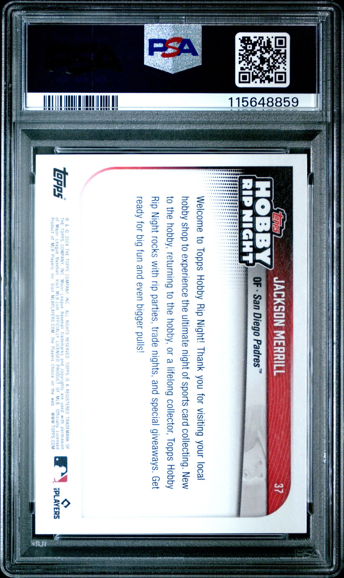 2024 Topps Hobby Rip Night Jackson Merrill #37 Mint 9 back