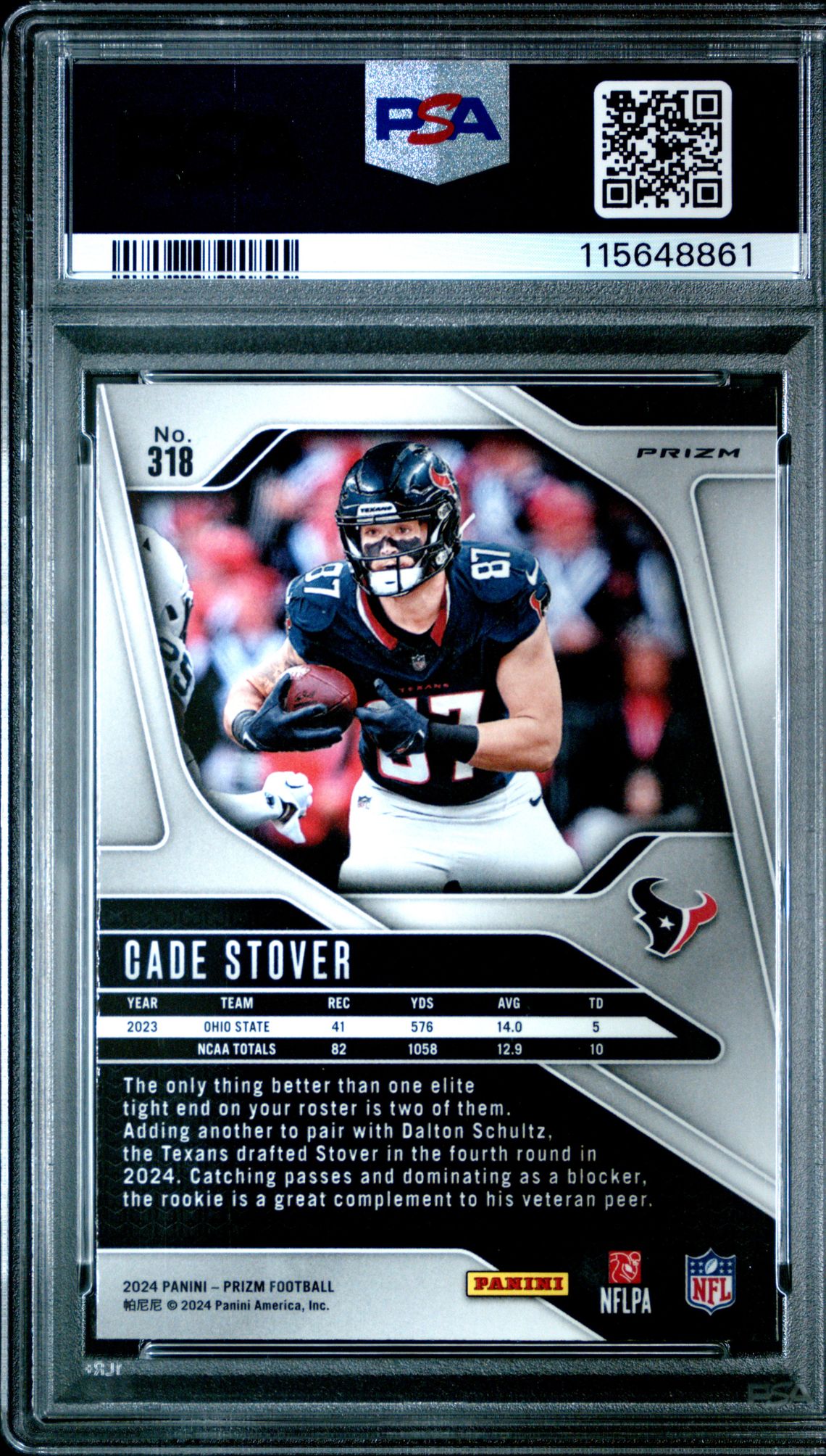 2024 Panini Prizm Cade Stover #318 (Orange Ice) Mint 9 back