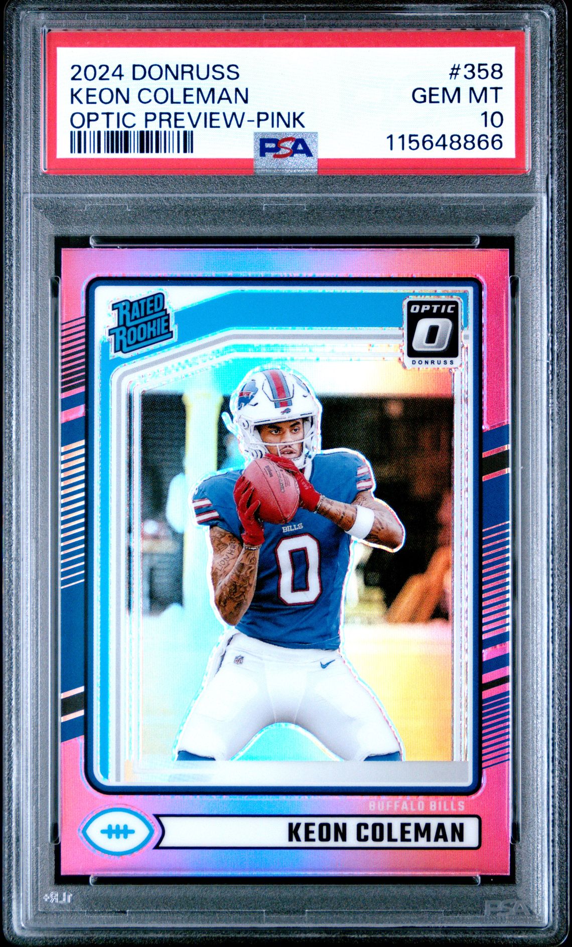 2024 Panini Donruss Keon Coleman #358 (Optic Preview-Pink) Gem Mt 10 front