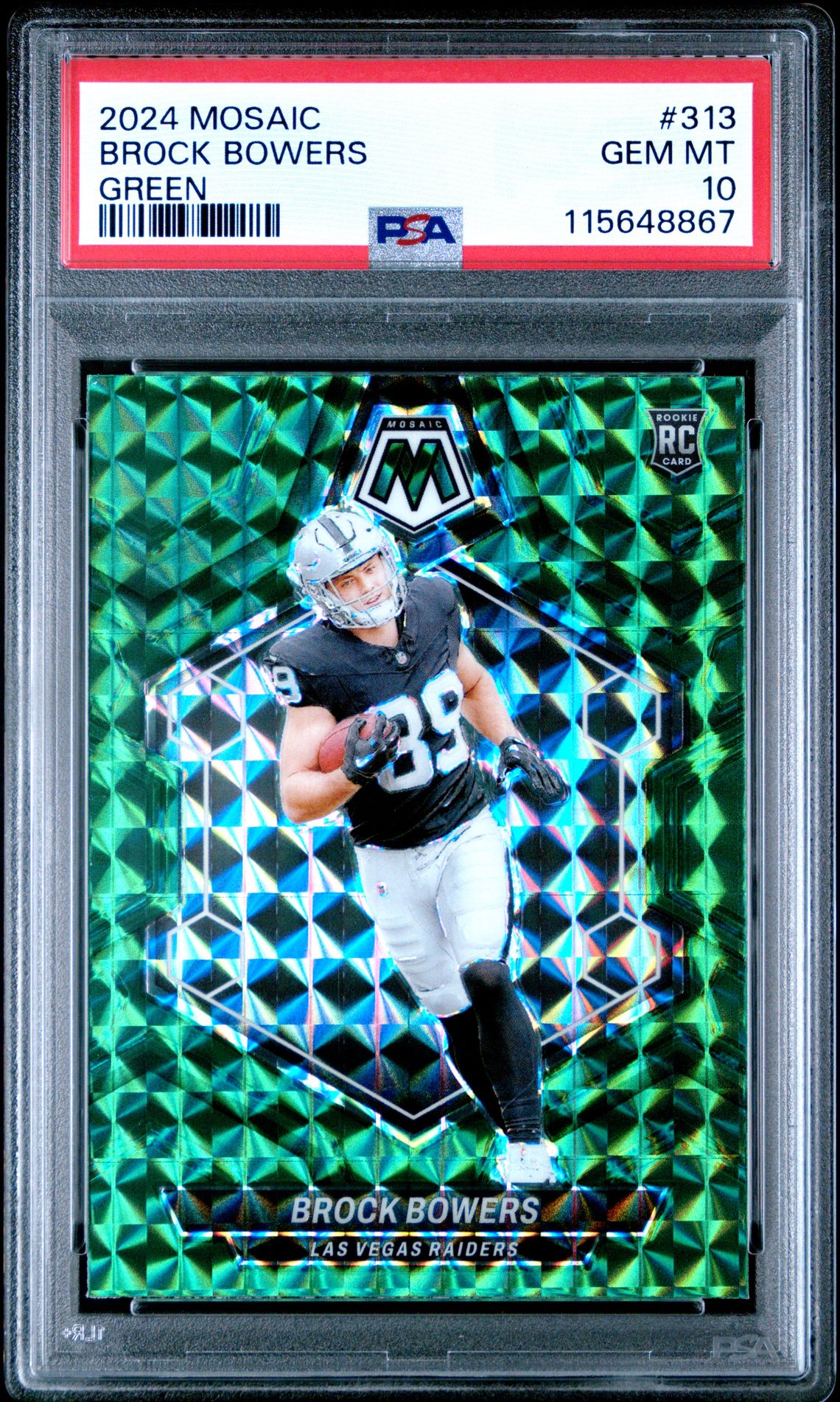 2024 Panini Mosaic Brock Bowers #313 (Green) Gem Mt 10 front