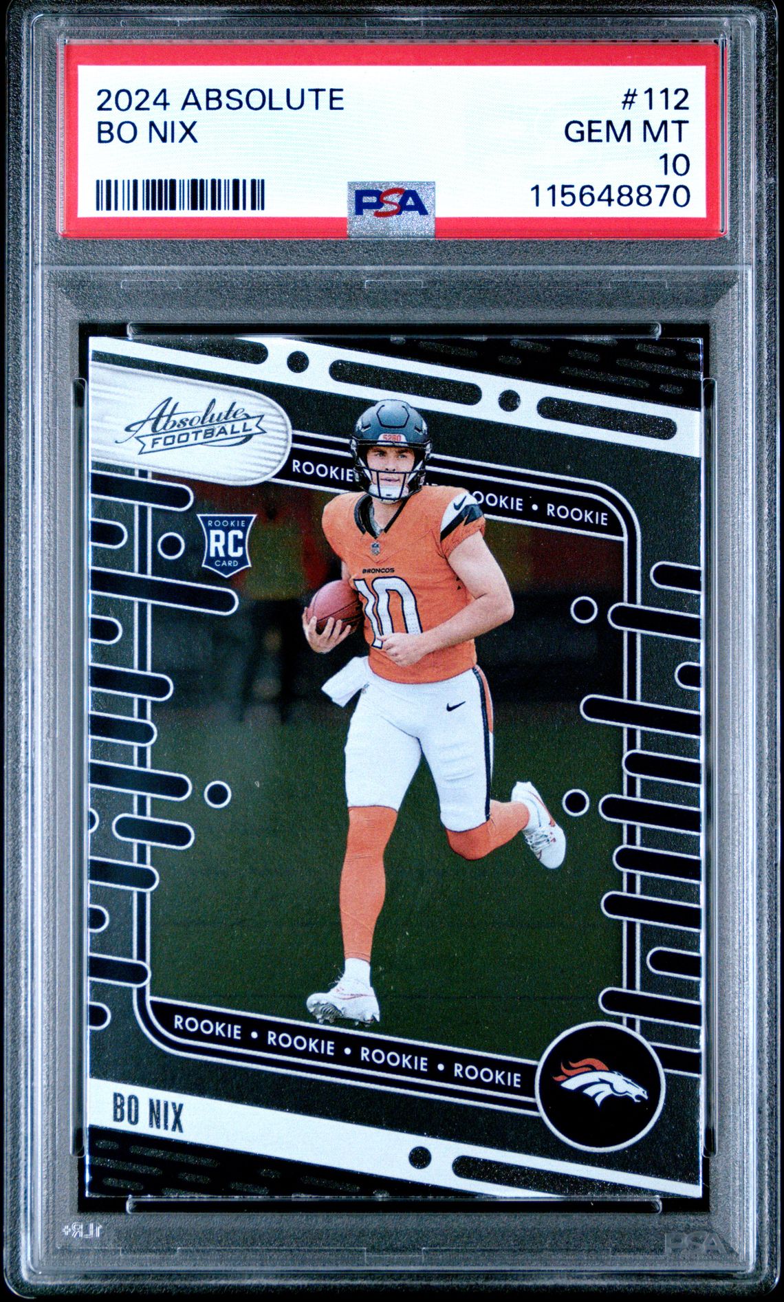 2024 Panini Absolute Bo Nix #112 Gem Mt 10 front