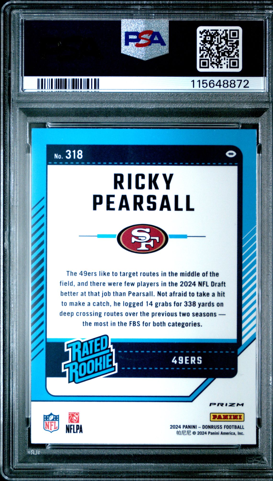2024 Panini Donruss Ricky Pearsall #318 (Optic Preview-Red Wave) Mint 9 back