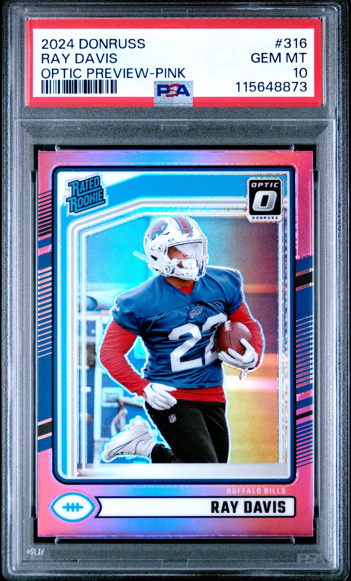 2024 Panini Donruss Ray Davis #316 (Optic Preview-Pink) Gem Mt 10 front