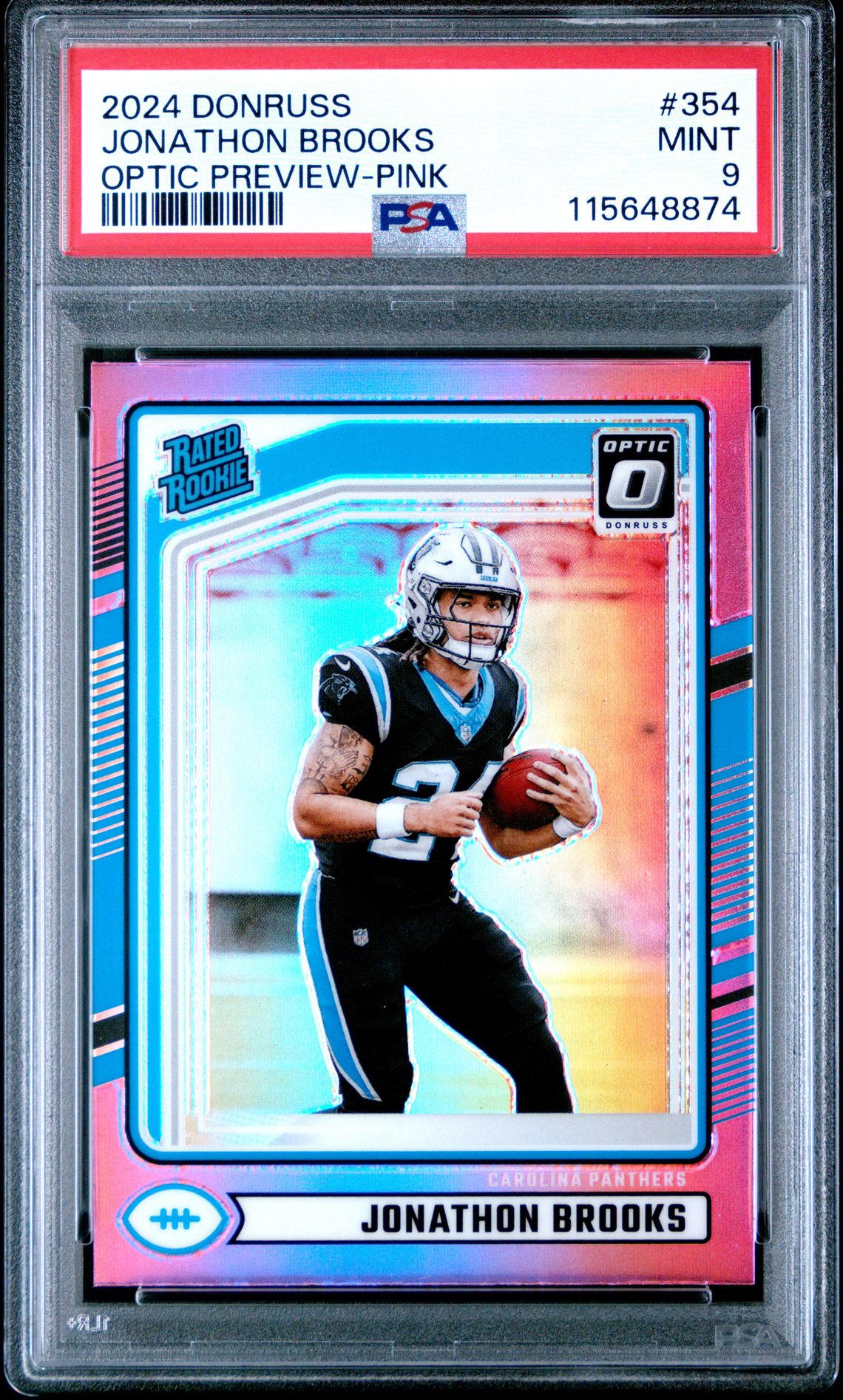 2024 Panini Donruss Jonathon Brooks #354 (Optic Preview-Pink) Mint 9 front