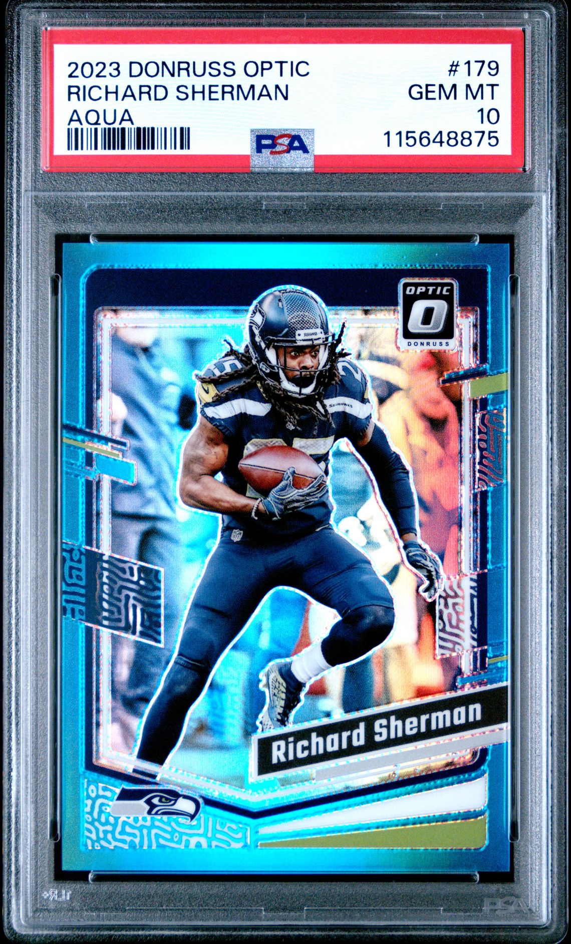 2023 Panini Donruss Optic Richard Sherman #179 (Aqua) Gem Mt 10 front