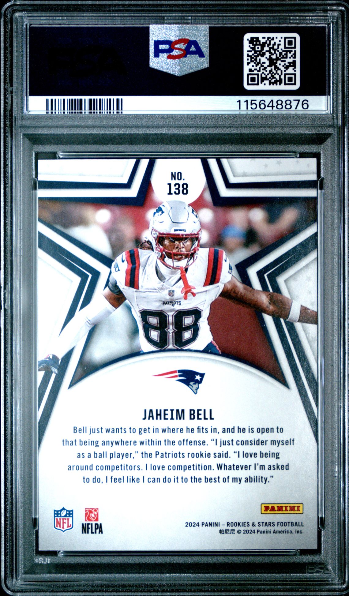 2024 Panini Rookies & Stars Jaheim Bell #138 (Purple) Mint 9 back