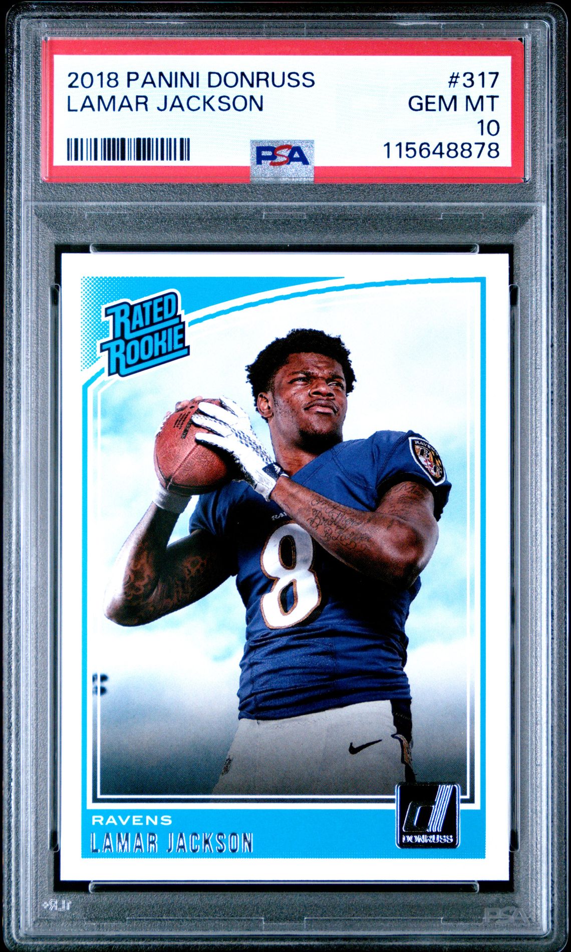 2018 Panini Donruss Lamar Jackson #317 Gem Mt 10 front
