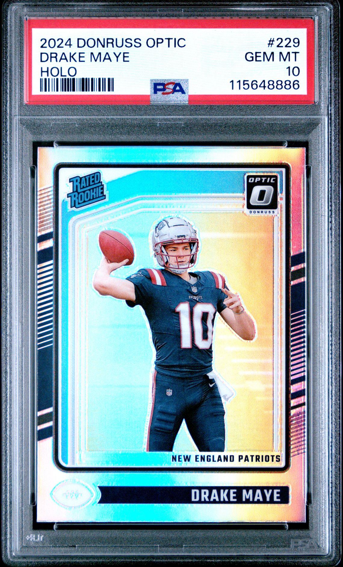 2024 Panini Donruss Optic Drake Maye #229 (Holo) Gem Mt 10 front